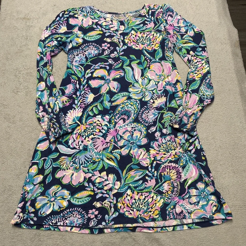 Lilly Pulitzer Dress Girls XL Shes Got Sol Mini Diann Long Sleeve Tropical Beach